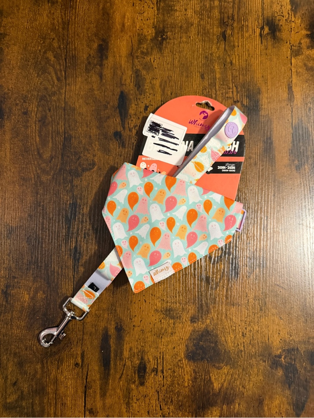 Pastel Halloween Ghost Bandana, Collar, Leash Set Size Large